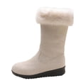 thumbnail image 3 of Taqqpue Women's Mid-Calf Boots Plus Size Fleece Lined Mid Heel Round Toe Warm Comfortable Winter Boots for Women Size 5.5-11 Fashion Casual Shoes Fall Winter Footwear Comfortable, 3 of 10