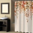thumbnail image 2 of Fabric Shower Curtain Fall Thanksgiving Retro Autumn Leaves Linen Texture Shower Curtains with 12 Hooks Waterproof Machine Washable Bath Curtains for Bathroom, 48x 72in, 2 of 6