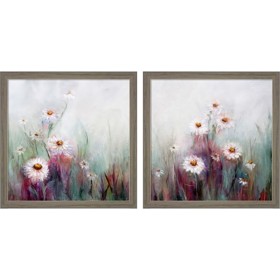 Great Art Now Wildflowers by Karen Hale, 2 Piece Framed Art Set Each 13"W x 13"H