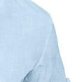 thumbnail image 5 of jsaierl Mens Cotton Linen Shirts Summer Casual Button Up Henley Shirt Solid Roll Up Long Sleeve Slim Top Lightweight Shirt, 5 of 6