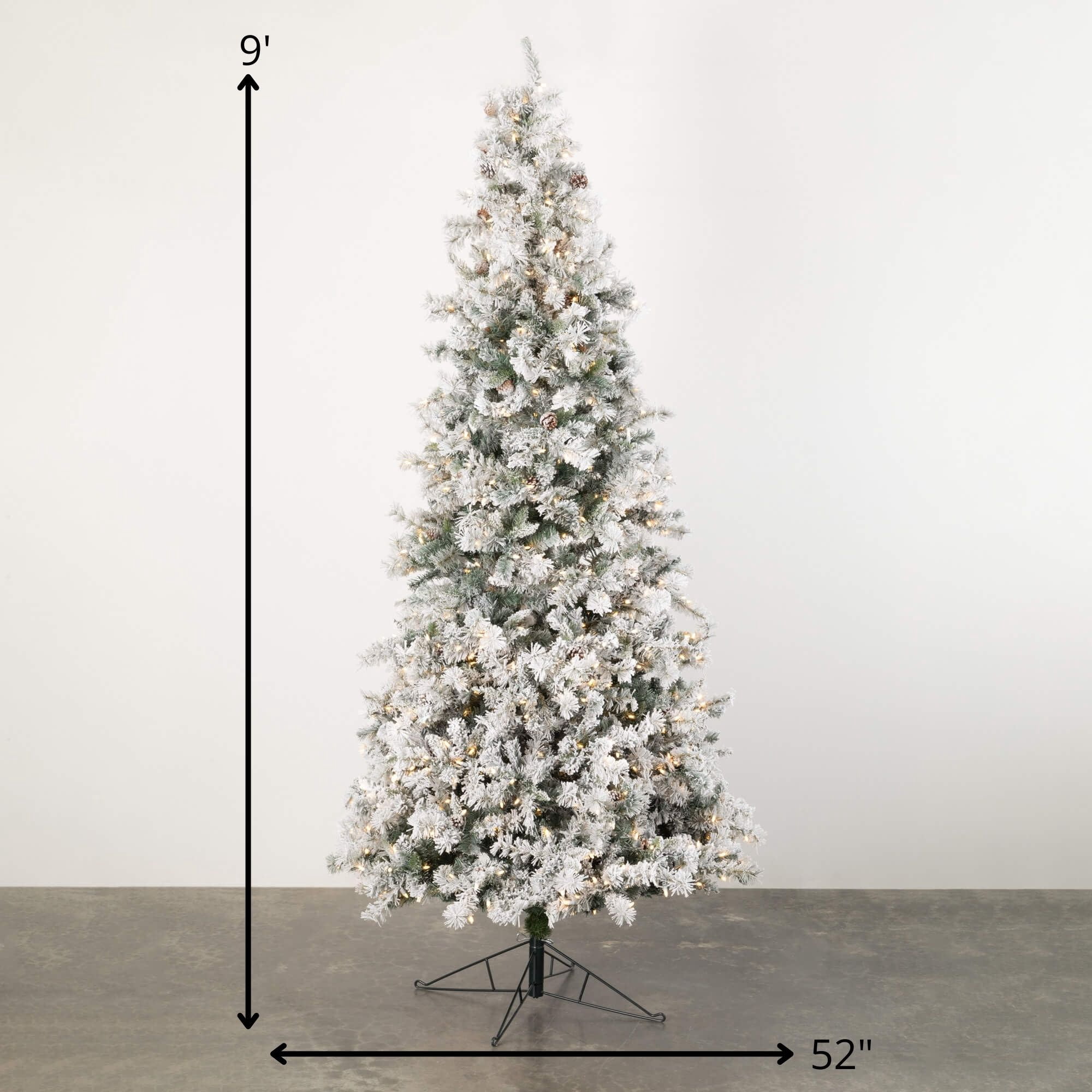 9 ft. Sullivans Artificial Lightly Flocked Pre-Lit Christmas Tree, Green-White