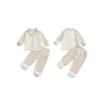 thumbnail image 2 of RUINIXCW Toddler Baby Girl Silk Satin Pajama Set Kids Spring Fall Winter PJS Set Sleepwear Fuzzy Trim Long Sleeve Button Down Shirt and Pants Set Loungwear Homewear, 2 of 9