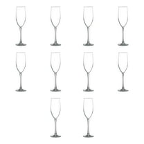 10 ARC Connoisseur Grand Champagne Flutes Set, 8 oz. - Durable, Sleek, Color Bottom, Barware - Clear