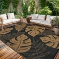 thumbnail image 2 of Garvee 10'x14' Outdoor Rug Waterproof Plastic Straw Rug, Modern Tropical Leaf Woven Carpet UV-Resistant Reversible Mat for Patio RV Deck Beach Porch, Black Brown, 2 of 6