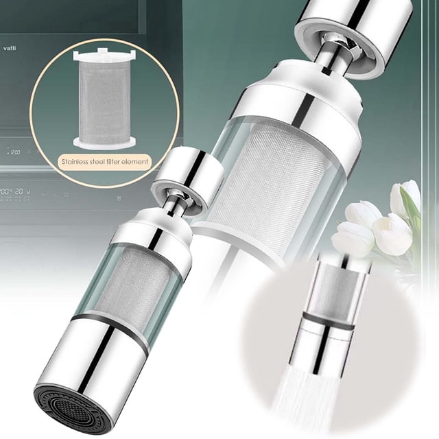 Faucet Water Filter for Home Kitchen - Activated Filtration Fluoride Heavy Metals Hard Water - 360 Rotating Stainless Steel Water Faucet Filter for Kitchen