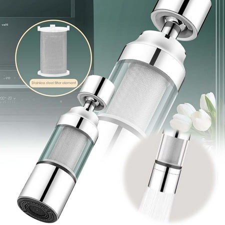 

AaSFJEG Garden Tap Water Filter Activated Kitchen Tap Filter Fluorides Heavy Metals Hard Water 360 Rotating Stainless Steel Filter for Home Kitchen
