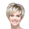 thumbnail image 1 of Gradient Net Synthetic Wigs Short White Natural Wavy Curly Women Rose Wig wig, 1 of 4
