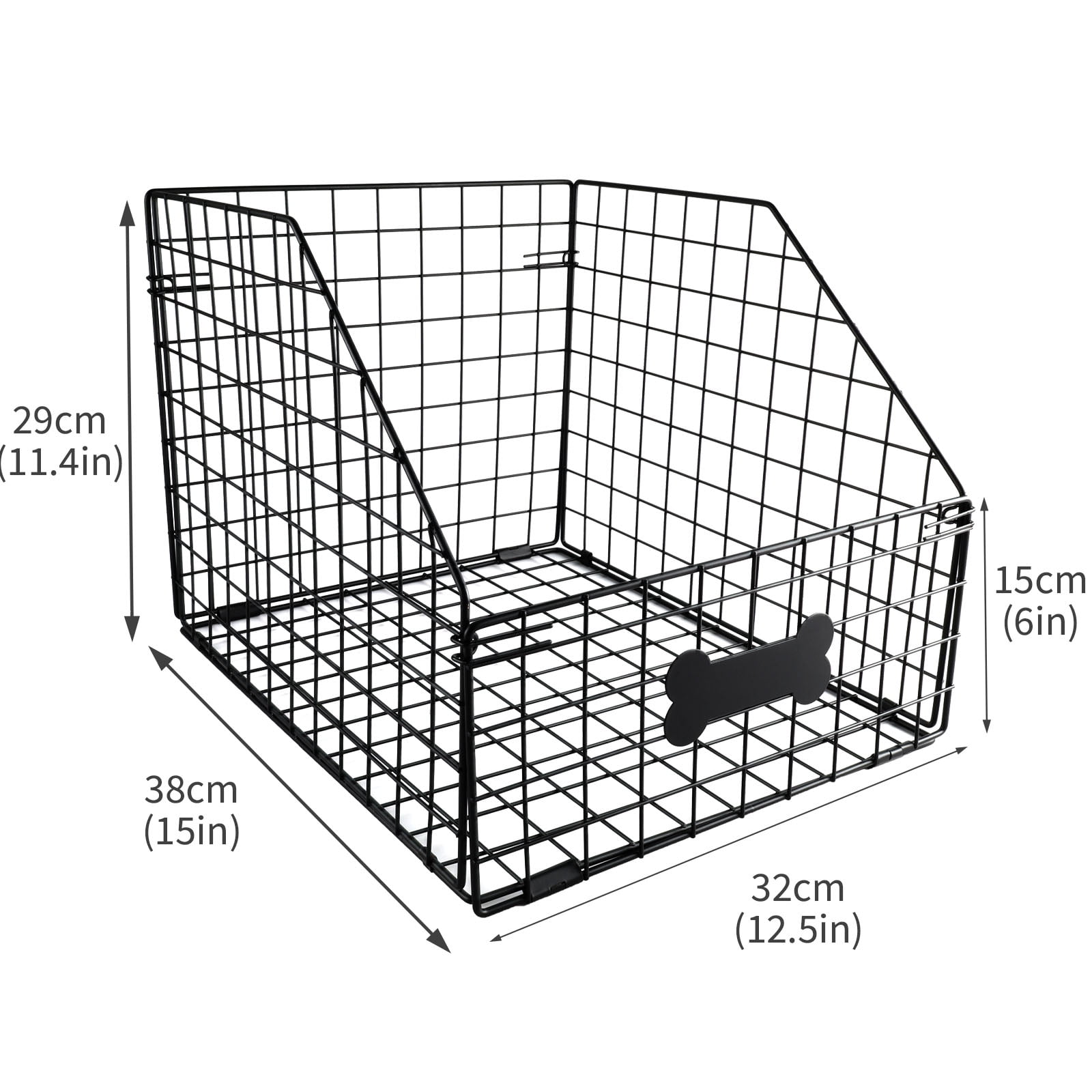 Brabtod Collapsible Metal Wire Pet Toy Storage Basket with Personalized Label, Large Capacity Organizer for Dog & Cat Toys, Blankets, and Supplies