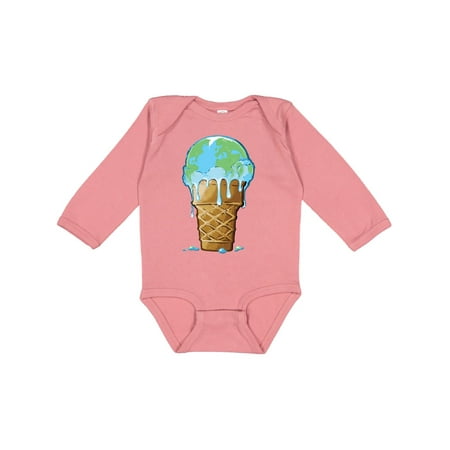 

Inktastic Melting Earth Ice Cream Cone Boys or Girls Long Sleeve Baby Bodysuit