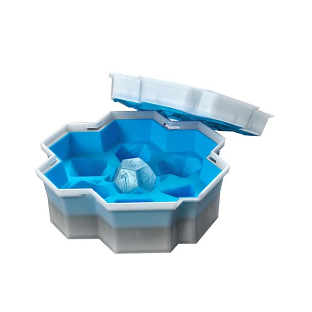 Cubo de dados de hielo bandeja en forma de molde de silicona flexible de grado alimenticio para cóctel de whisky (19*18*6,5 cm) Afortunado Sencillez