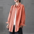 thumbnail image 2 of PIKADINGNIS Pink Corduroy Shirt Coat Women Single-breasted Loose Casual Blusas Jacket Female Korean Turndown Collar Shirts Tops, 2 of 6