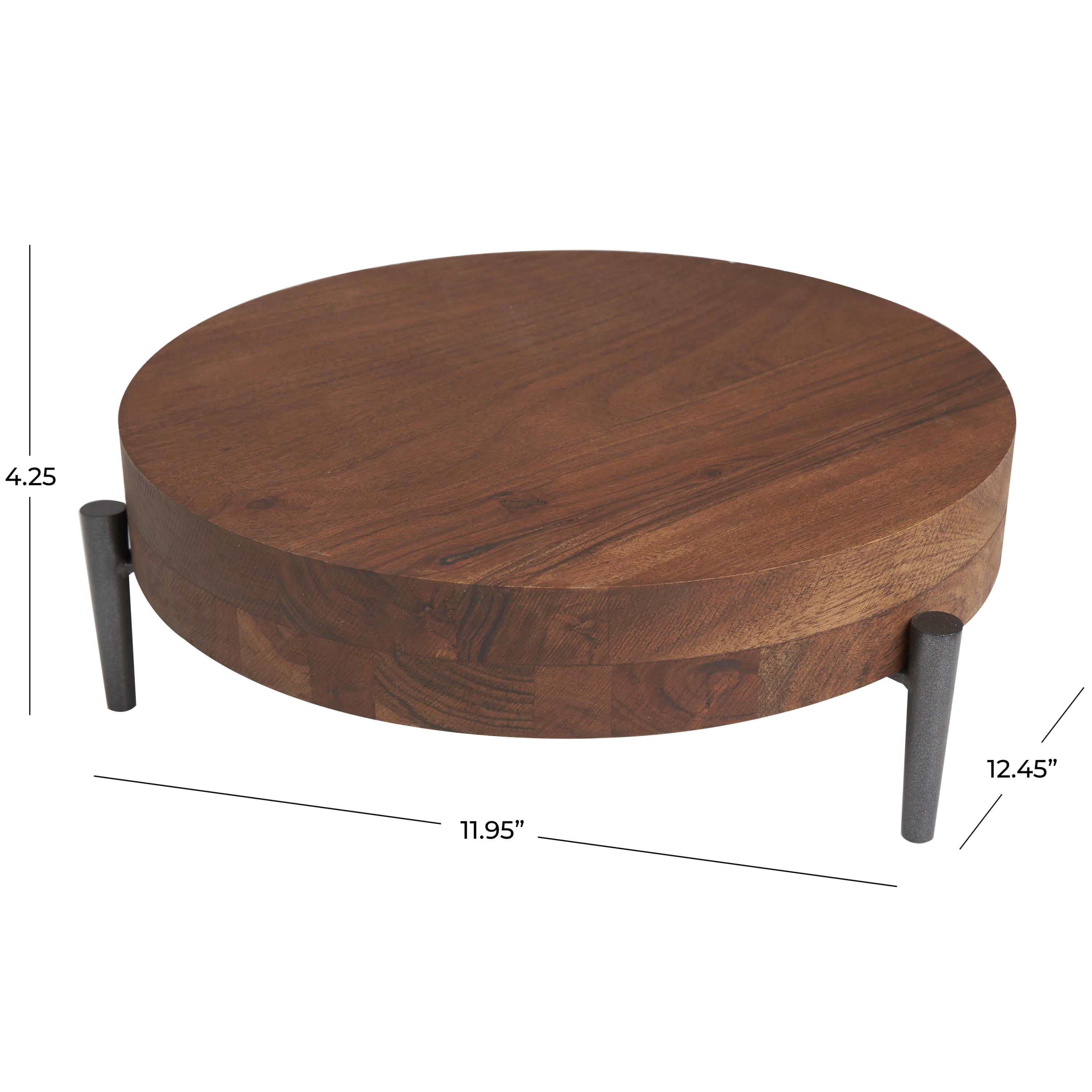 DecMode 12" x 12" Brown Wood  Tray with Black Metal Legs, 1-Piece