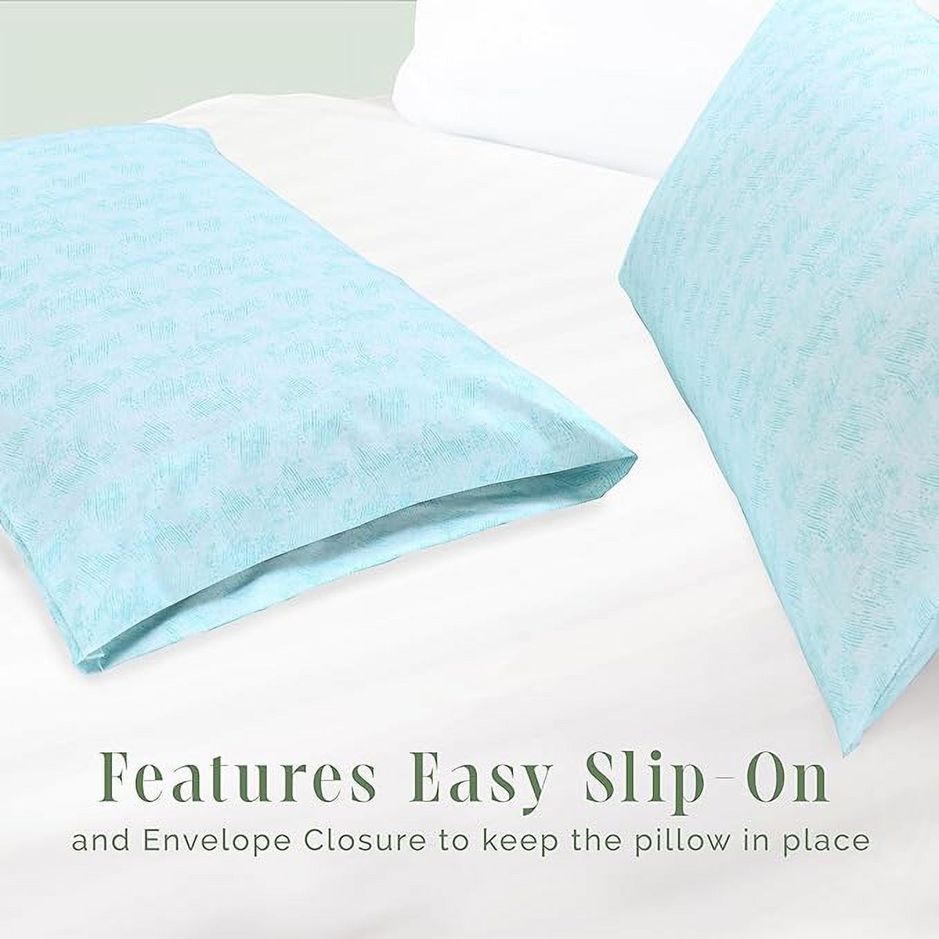 Elegant Comfort Set of 2 Ultra Soft Floral Pint Pillowcases - 1500 Hotel Quality Microfiber, Smooth Envelope Closure - King, Wave Aqua