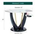 thumbnail image 4 of DAJU 42 Inch Diameter Round Tempered Glass Dining Table-Modern Design,V-Shaped MDF Legs. Imitation Marble Texture Sticker,MDF Painting, 4 of 12