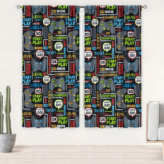 Gaming Curtains for Boys Blackout Video Game Curtains Gifts for Gamer Living Room Bedroom Decor 2 Panel Set, 41"x63"