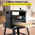 thumbnail image 3 of VEVORbrand 12.5" Thickness with detachable stand, Foldable Wood Planer 1500W Thickness Woodworking 315"/min Feed Rate Double Cutter Benchtop Thickness Planer with Dust Exhaust Interface Stand, 3 of 10