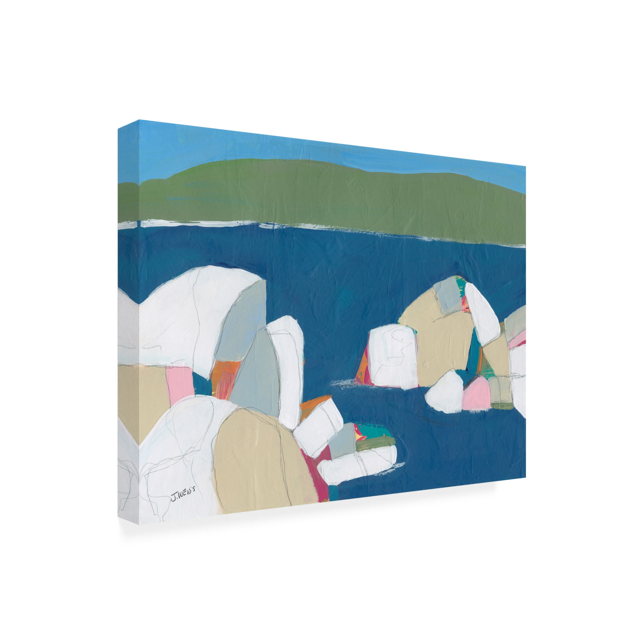Canvas Wall Art - Jan Weiss 'Sand Harbor No. 1' Wall Art for Living Room, Bedroom, or Office Décor by Trademark Fine Art - 32 x 24 Inches