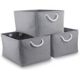 thumbnail image 1 of Boîtes de Rangement Pliables, Grands Paniers en Tissu, Lot de 3 (Gris, Grand), 1 of 5
