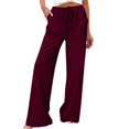 thumbnail image 5 of Women's 2026 Summer Lightweight Cotton Linen Wide Leg Trousers Elegant Casual Pants with Pockets by Yigetop Wine M, 5 of 7