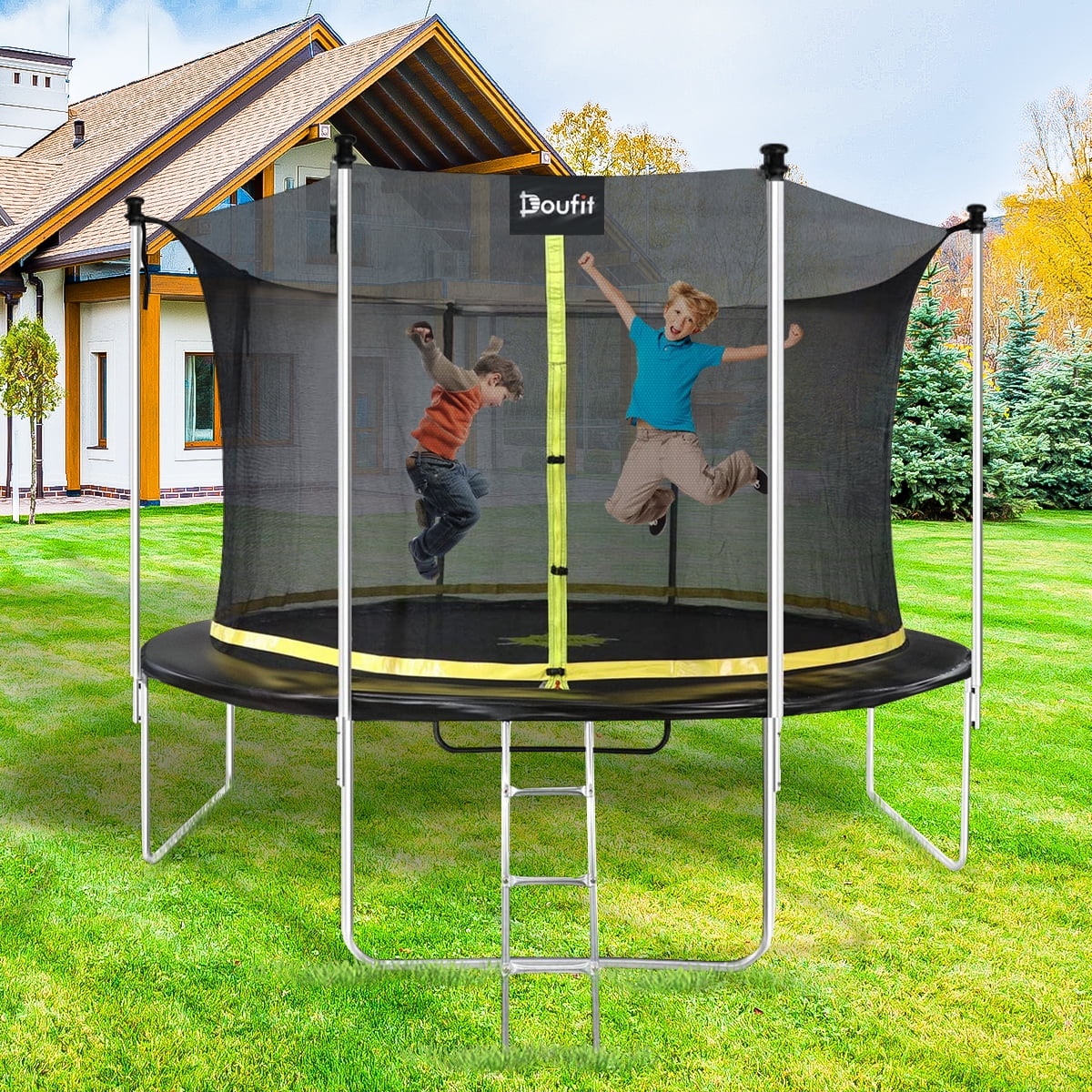 LVLUOKJ Filet Trampoline Ø 6ft/8ft/10ft/12ft, Filet de Sécurité  Remplacement, Filet de Protection Rechange Résistant aux UV, Fermeture  Éclair (Color : Black, Size : 12ft-8 Poles) : : Sports et Loisirs