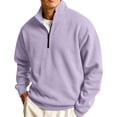 thumbnail image 4 of Domuza Mens Quarter Zip Lapel Collar Pullover Casual Lightweight Fleece Solid Color Comfort Soft Sweatshirt, 4 of 7