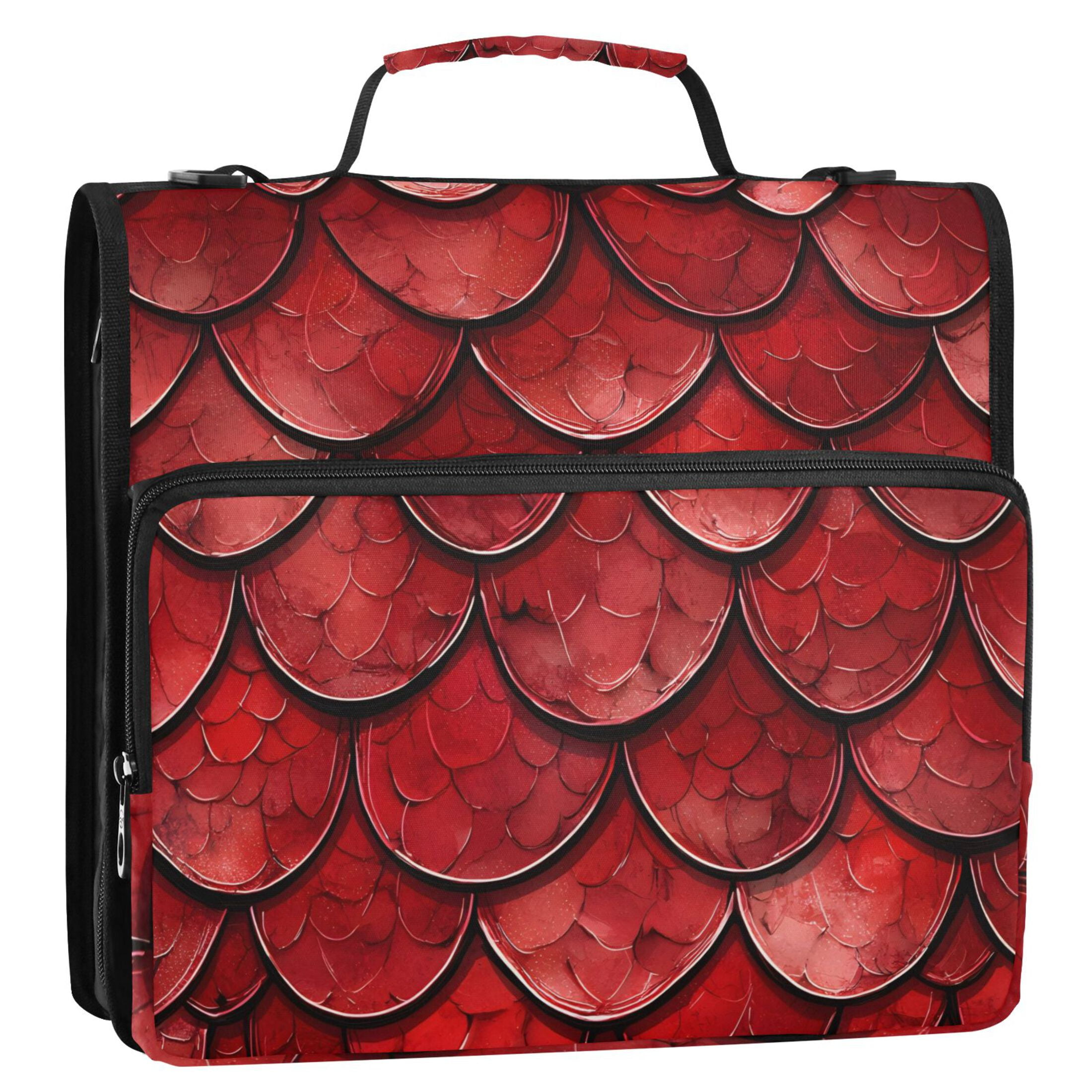 ALAZA Zipper Binder Dragon Scales Red 3 Ring Trapper Keeper File Folder Organizer Bag