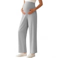 thumbnail image 2 of Abomasnow Womens Maternity Pants Over Belly High Waist Straight Leg Stretchy Pants Work Office Business Casual Pregnant Trousers with Pockets, 2 of 7