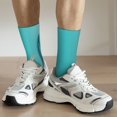 thumbnail image 6 of Yiaed a Teal Ribbonin Print Great elasticity Crew Socks Sports socks for Men and Women, 6 of 6
