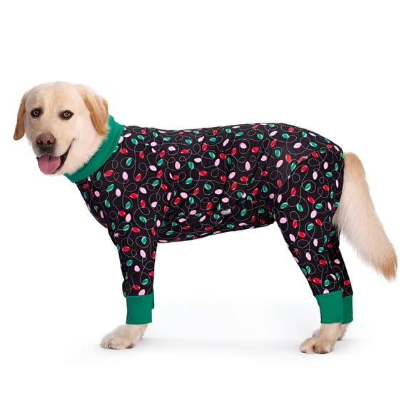 GASTROPOD Christmas Clothes for Dogs Red Pet Dog Pajamas Christmas Decorations Dog Jumpsuit Warm Dog Christmas Outfits for Dogs (Coloured Lights,38)