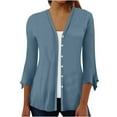 thumbnail image 3 of QUYUON Cardigan Deals Long Sleeve Women Sweater Cardigan Polyester Plus Size Duster Cardigan Cardigan Jacket Style Q-507 Fall Cardigan Sweater Outerwear Coat Light Blue S, 3 of 3
