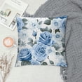 thumbnail image 2 of MDO  Rose Blue Flower Floral One Throw Pillow with Cover for Couch Bed Sofa, 18 x 18 Decorative Pillows w/Case, 2 of 5