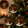 thumbnail image 5 of 3.15in Christmas Crystal Ball Ornament, Transparent Plastic Small Animal Pendant with Santa Hat, Sparkle Mini Winter Scene Decor for Christmas Tree, Holiday Gift for Family Friends Home Decoration, 5 of 6