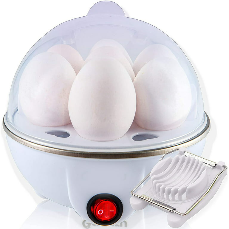 Electric Egg Cooker Boiler Maker Soft, Medium Or Hard Boil, 7 Egg Capacity  Noise Free Technology Automatic Shut Off, White With Egg Slicer Included,wh