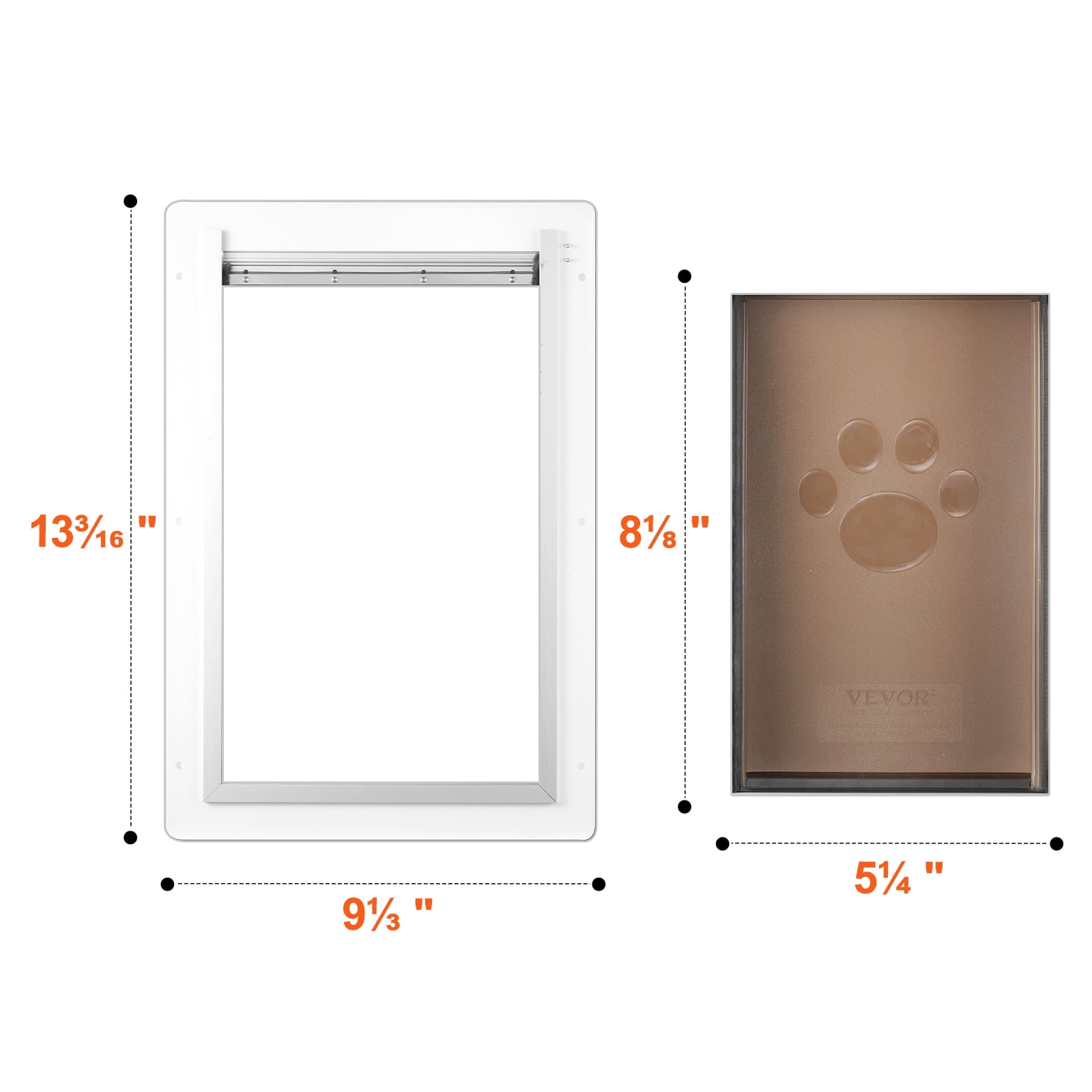 VEVOR Pet Door, 9.29" x 13.19" Metal Frame with Lock and 3-Flap System, Weatherproof Doggy Door, Easy to Install in Interior or Exterior Walls, Pet Door Suitable for Cat Doggie Kitties (White-Small)