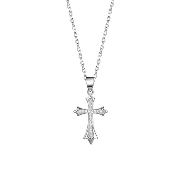 This 925 sterling silver cross necklace features a vintage, niche design. Luxurious European-style cross pendant clavicle necklace.