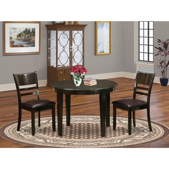 Kitchen Table Set with Chairs - Round Dining Table & 2 Chairs - Cappuccino Finish - Modern Kitchen Dinette