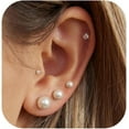 thumbnail image 5 of Cterwk 6 Pairs Pearl Earrings for Women Hypoallergenic Stud Earrings Set Tiny Small and Big Ball Pearl Earrings, 3MM, 5 of 6