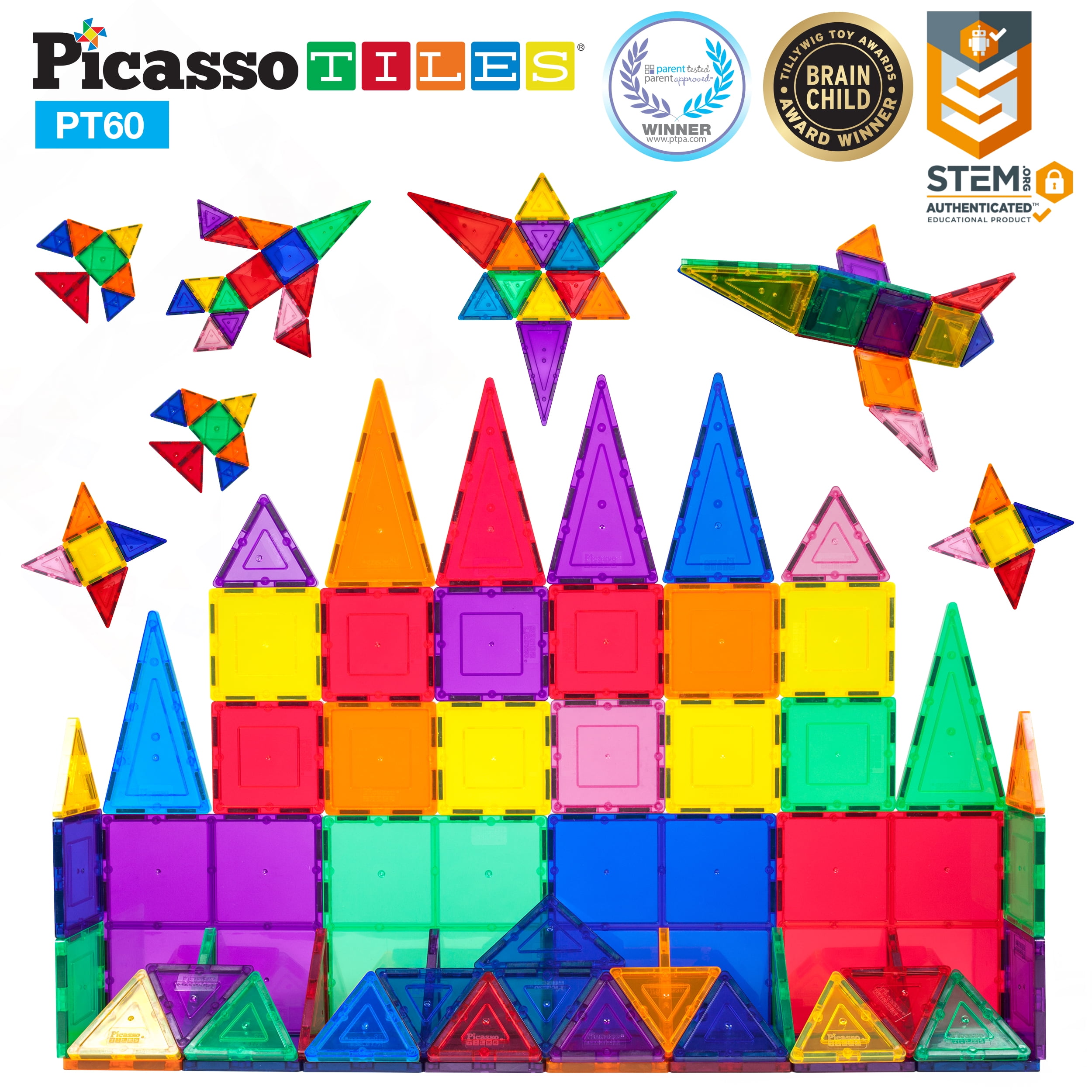 Picasso tiles NEW IN Magnet Tiles 100pc Clear Color 3D Magnetic Building Tiles 