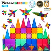 PicassoTiles 60 Piece Set Magnet Building Tiles Clear 3D Construction Playboards