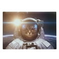 thumbnail image 1 of Space Cat Cutting Board, Brave Astronaut Kitty in Suit Above World Lunar Eclipse Backdrop Print, Decorative Tempered Glass Cutting and Serving Board, Large Size, White and Blue, by Ambesonne, 1 of 1