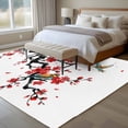 thumbnail image 4 of Large Area Rugs for Living Room Bedroom, Red Spring Floral 5'x8' Rug Washable Carpet Runner Indoor Outdoor, Birds Branches Watercolor Flowers Non Slip Floor Mats Rug for Kitchen, Bathroom, 4 of 8