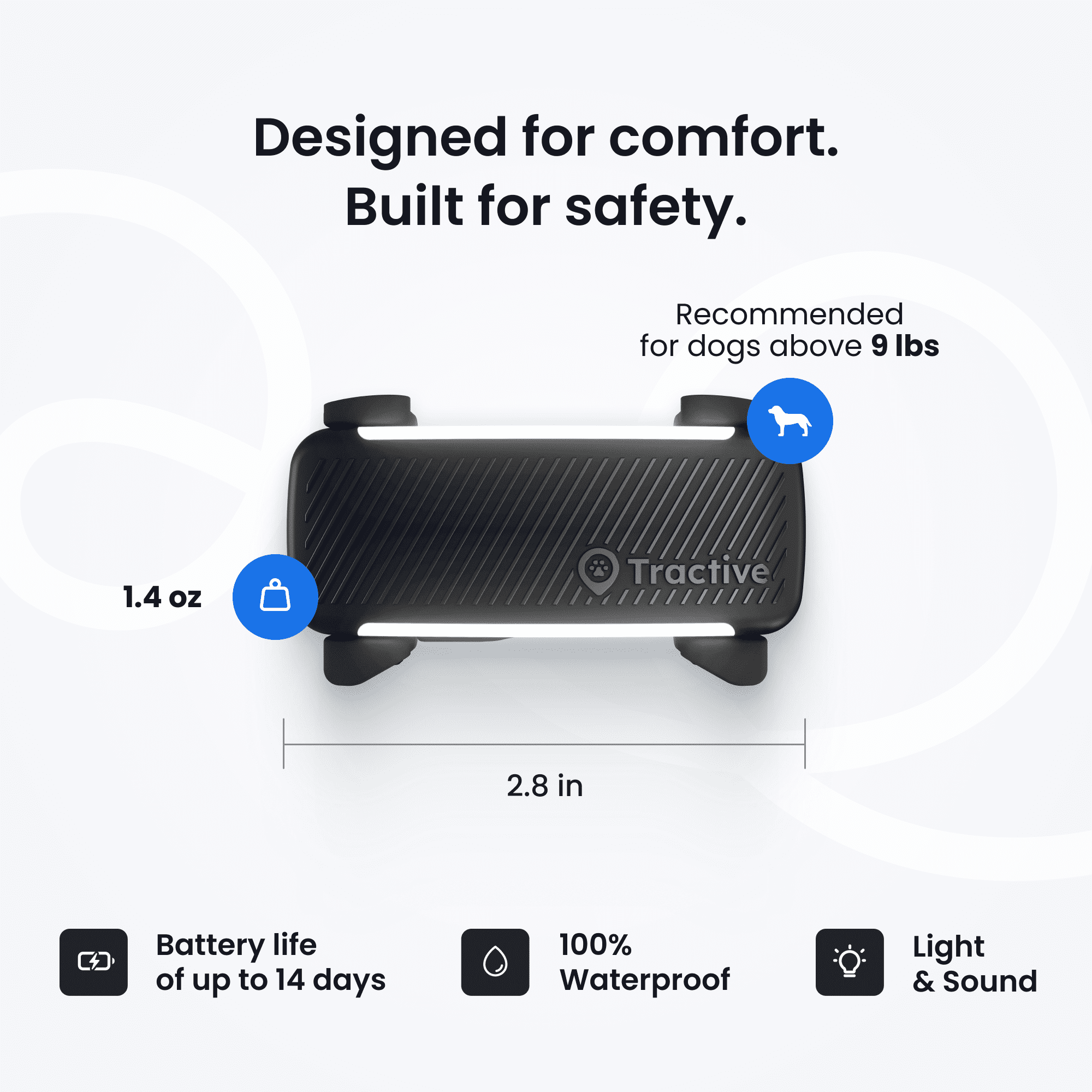Tractive Smart GPS Dog Tracker with Vital Signs Monitoring (Black)
