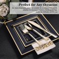 thumbnail image 4 of 60 Pack Black Square Plastic Plates with Gold Rim, Elegant Tableware for Parties and Events-2025, 4 of 5