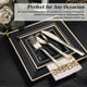thumbnail image 4 of 60 Pack Black Square Plastic Plates with Gold Rim, Elegant Tableware for Parties and Events-2025, 4 of 5