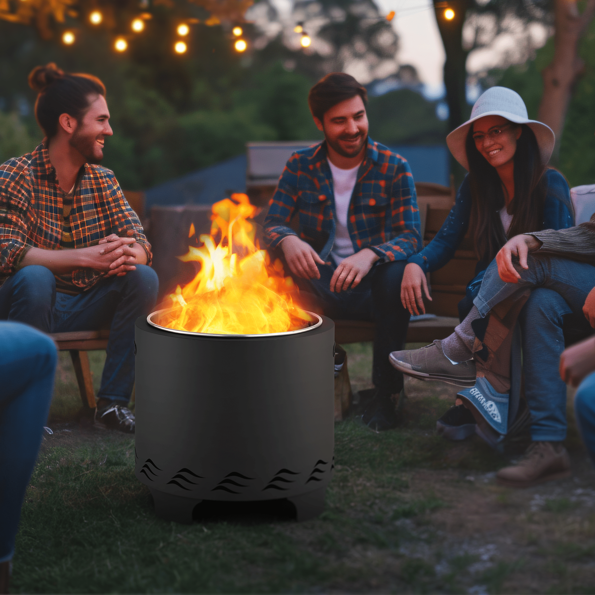 Naipo Smokeless Fire Pit, 20" Portable Stainless Steel Outdoor Fire Pit for Patio Camping, Portable Fire Pit Burning Wood, Particles, Lightweight Fireplace Burning Firepit Ideal for 2-4 People 20lbs
