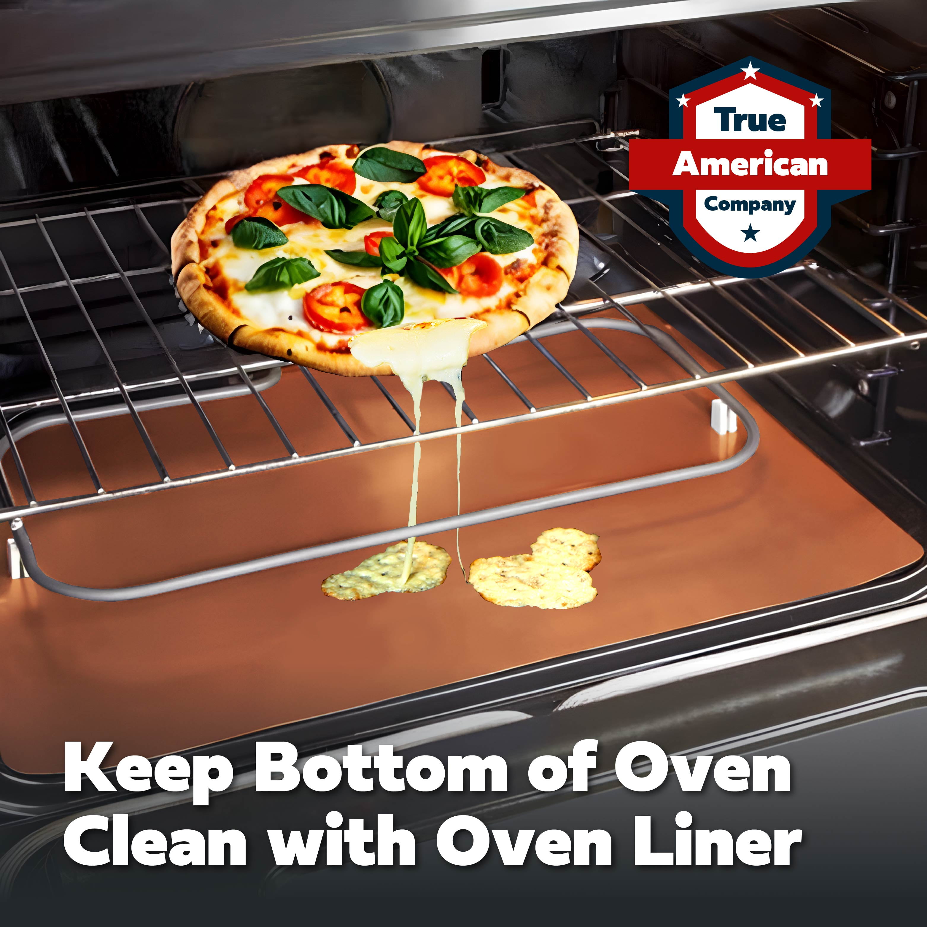Cooks Innovations Non-Stick Oven Liner - Heavy Duty Heat Resistant, BPA Free Mat to Protect Oven Racks – Copper 1-Pack