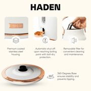 Haden Heritage 1.7 Liter Stainless Steel Electric Kettle, Ivory / Copper - 75089