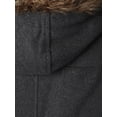 thumbnail image 4 of Hat and Beyond Mens Wool-Blend Hooded Pea Coat with Detachable Fur for Extrea Heat, 4 of 6
