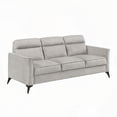thumbnail image 4 of Tan Microfiber Sofa in Living Room featuring Black Metal Legs and Comfort Cushions, 4 of 8