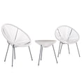 thumbnail image 7 of BELLEZE 3-Piece All Weather Acapulco Set Patio Conversation Bistro Set Outdoor Furniture With Plastic Rope 2 Chairs and Glass Top Table, White, 7 of 7